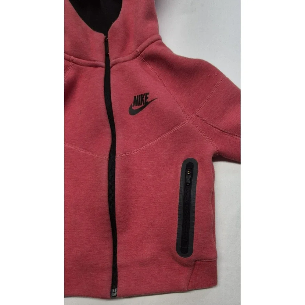 Nike Fleece full zip Hooded Jacket Light University red Kids size XS zip pockets